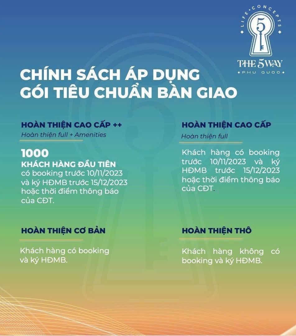 Chính sách áp dụng gói tiêu chuẩn bàn giao